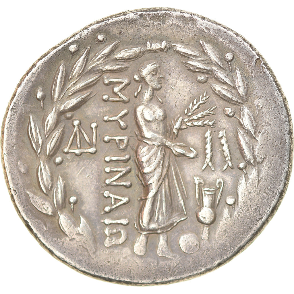 Moneta, Eolia, Myrina, Tetradrachm, 160-143 BC, Myrina, AU(50-53), Srebro