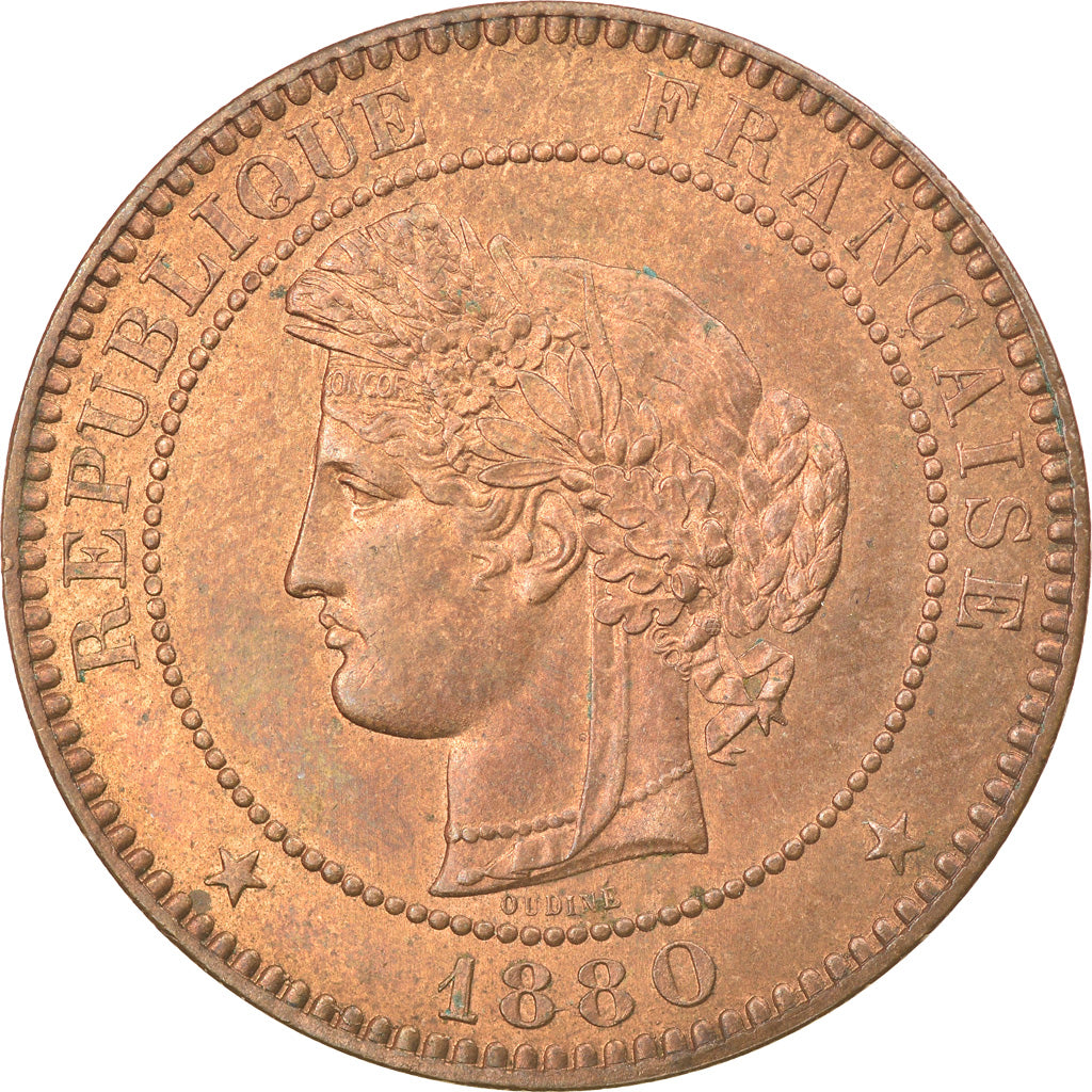 Francia, 10 Centimes, Cérès, 1880, Paris, Bronce, SC, Gadoury:265a, KM:815.1