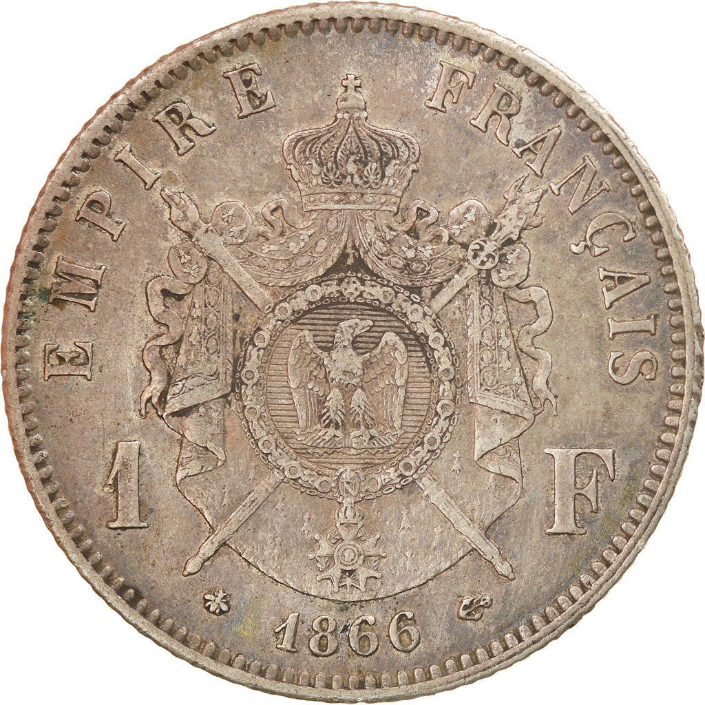 Moneda, Francia, Napoleon III, Napoléon III, Franc, 1866, Paris, EBC, Plata