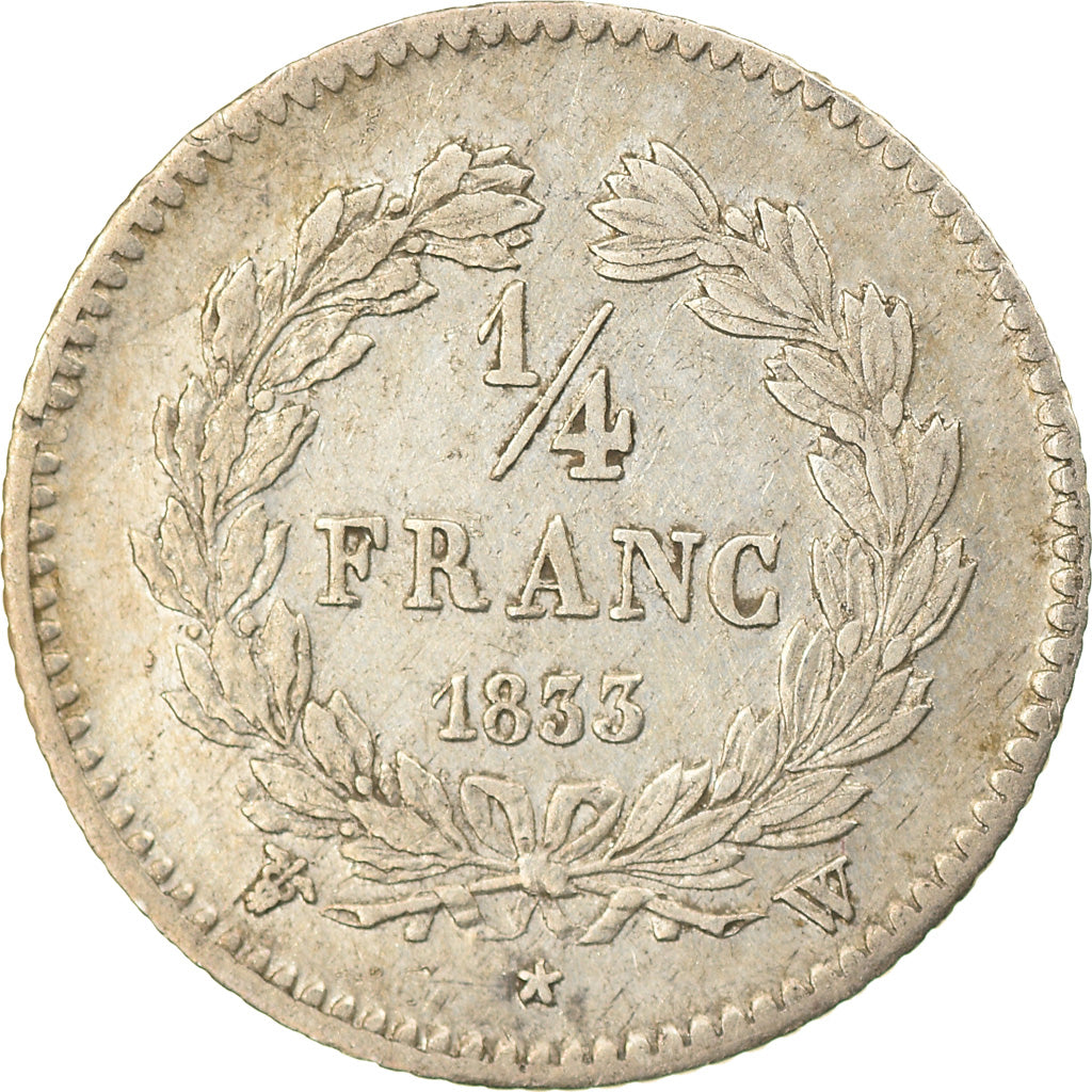 Moneta, Francja, Louis-Philippe, 1/4 Franc, 1833, Lille, AU(55-58), Srebro