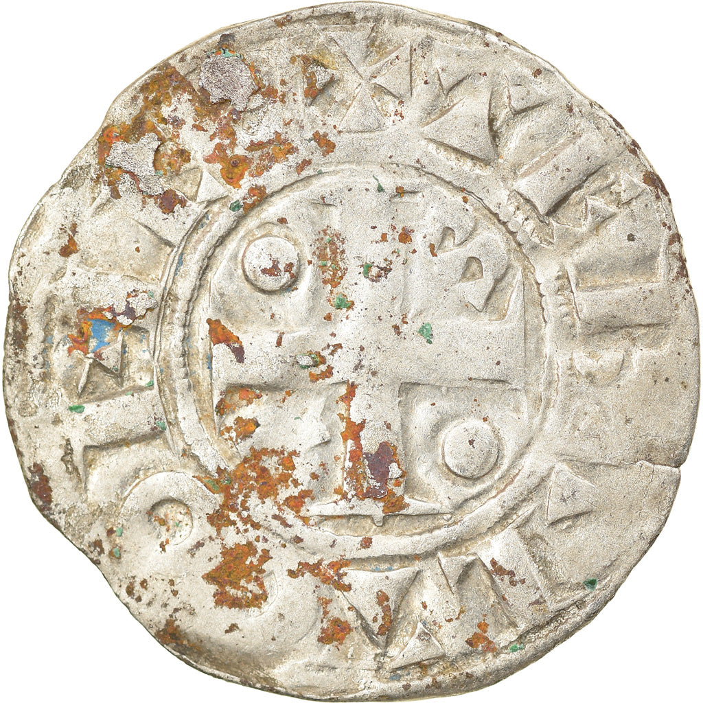 Moneda, Francia, Champagne, Thibaut II, Denarius, Provins, MBC, Plata
