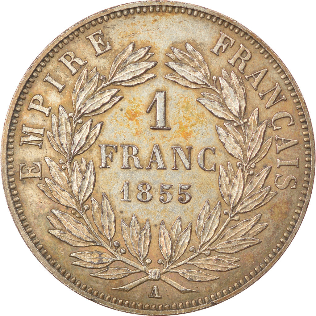 Moeda, França, Napoleon III, Franc, 1855, Paris, Epreuve Uniface de Revers