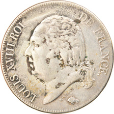 Munten, Frankrijk, Louis XVIII, Louis XVIII, 5 Francs, 1824, Paris, FR+, Zilver