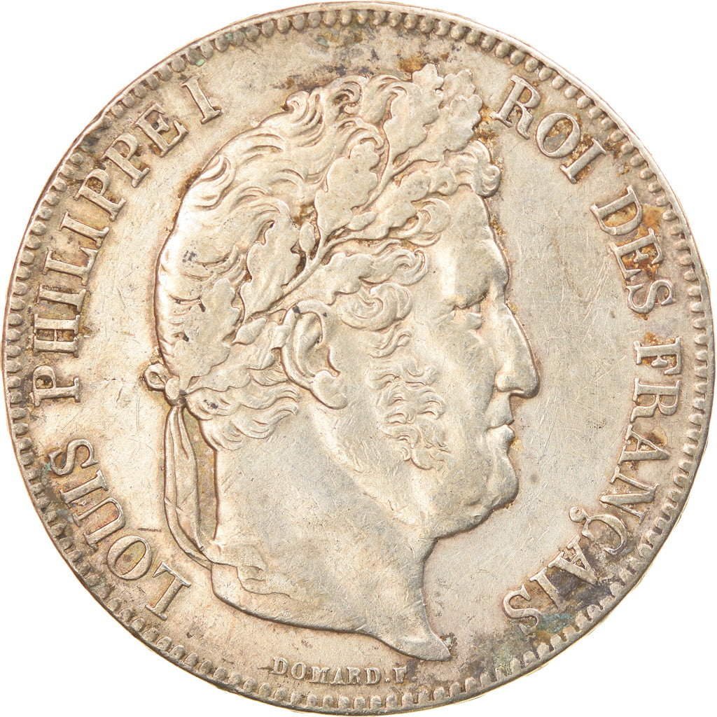 Moeda, França, Louis-Philippe, 5 Francs, 1839, Paris, EF(40-45), Prata
