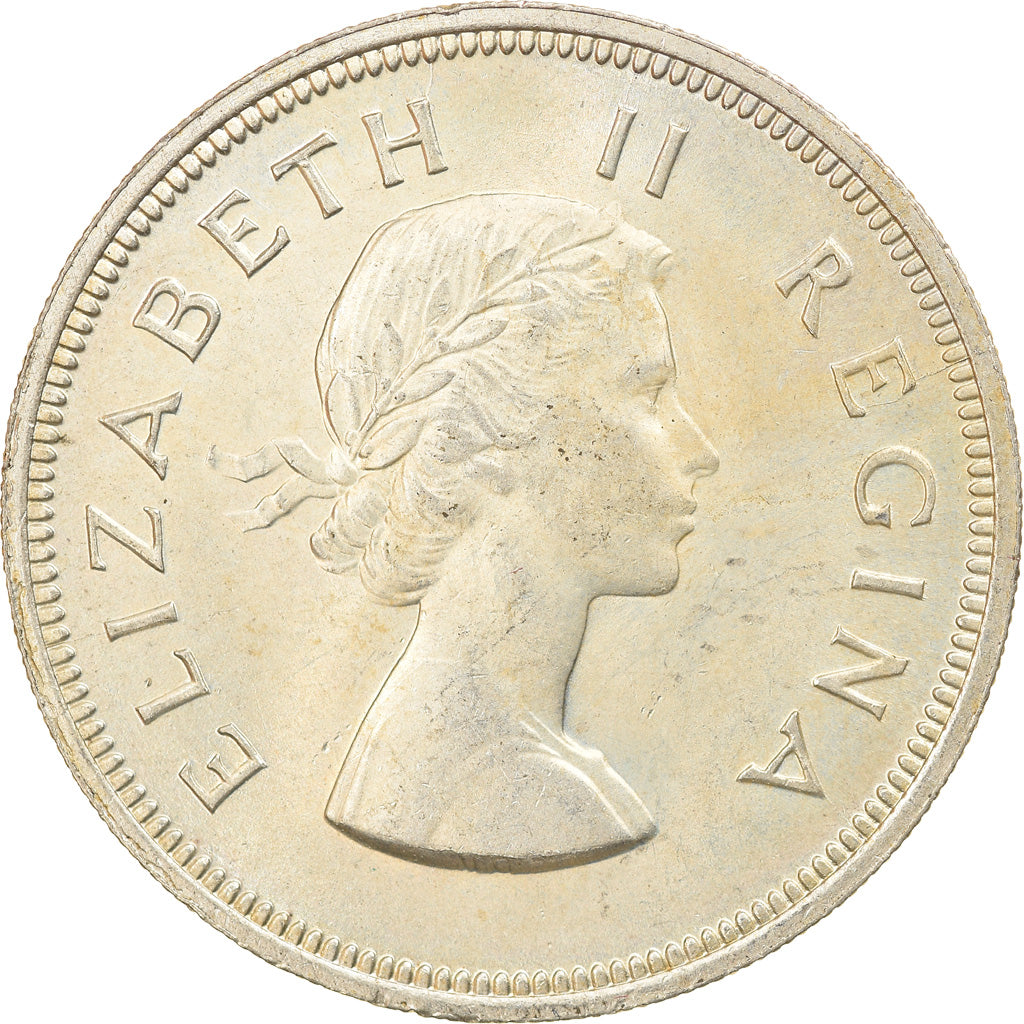 Coin, South Africa, Elizabeth II, 2-1/2 Shillings, 1958, AU(55-58), Silver