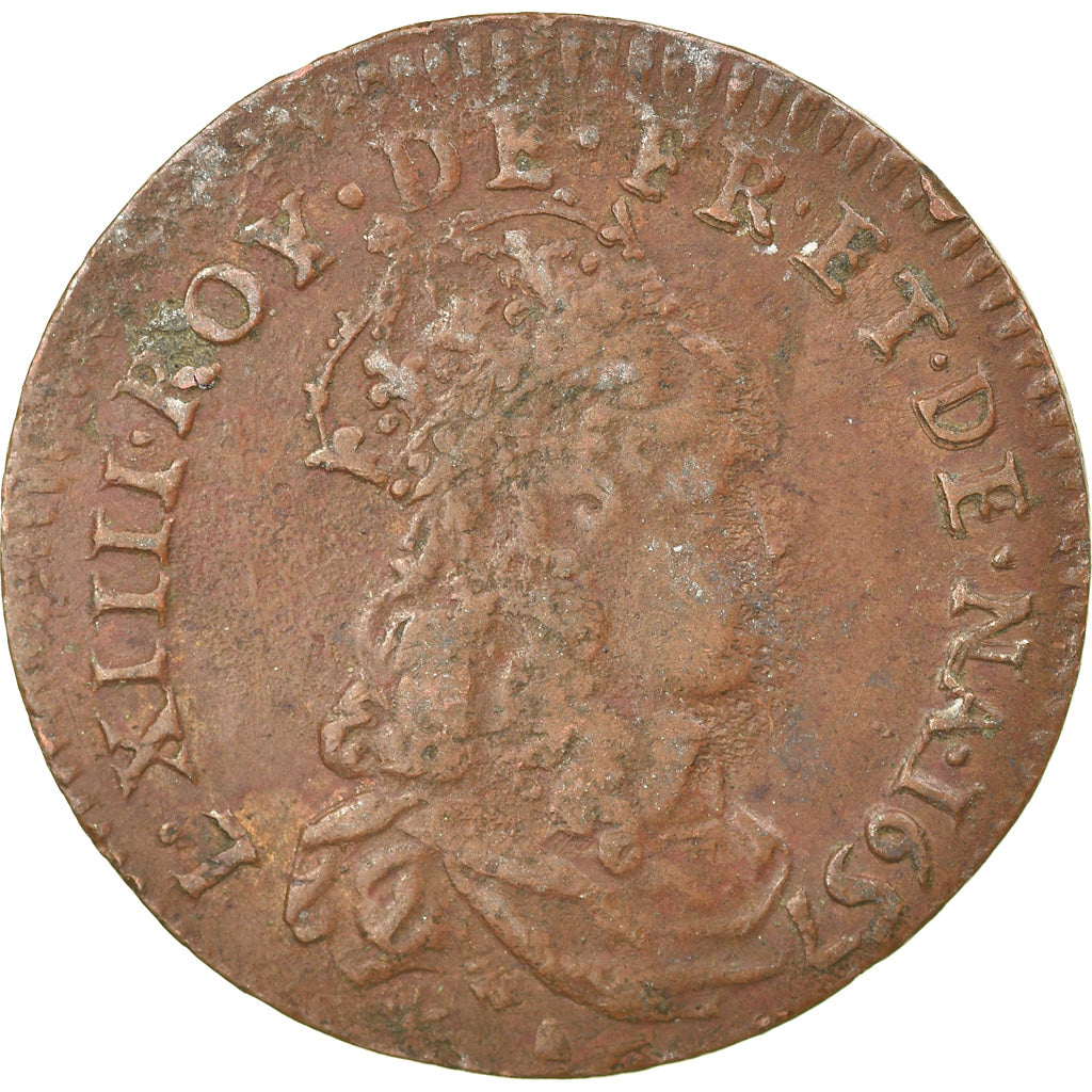 Coin, France, Louis XIV, Liard de France au buste juvénile, deuxième type