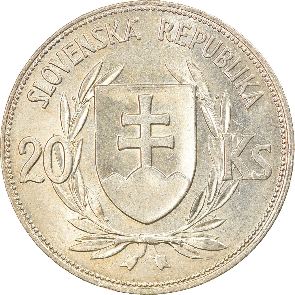 Coin, Slovakia, 20 Korun, 1939, AU(55-58), Silver, KM:3