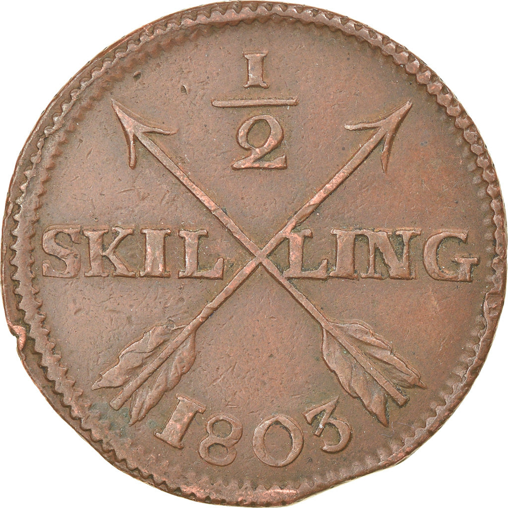 Coin, Sweden, Gustaf IV Adolf, 1/2 Skilling, 1803, EF(40-45), Copper, KM:565