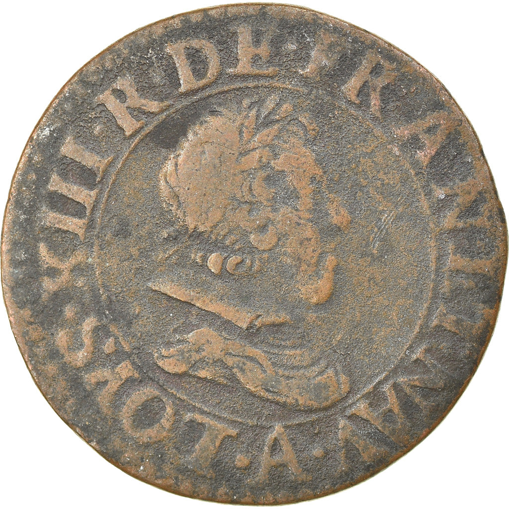 Munten, Frankrijk, Louis XIII, Double tournois, buste juvénile, Double