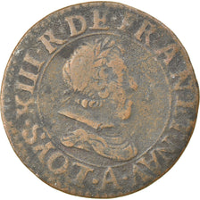 Munten, Frankrijk, Louis XIII, Double tournois, buste juvénile, Double