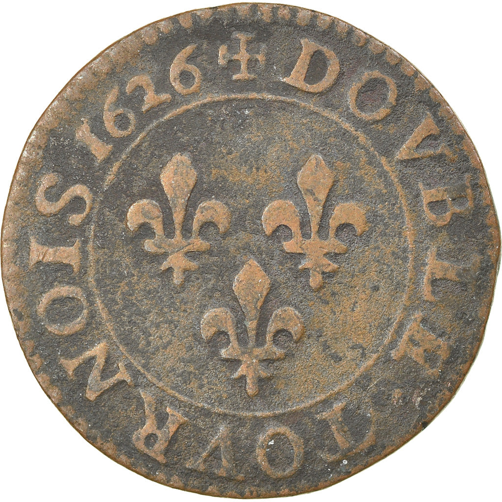 Munten, Frankrijk, Louis XIII, Double tournois, buste juvénile, Double