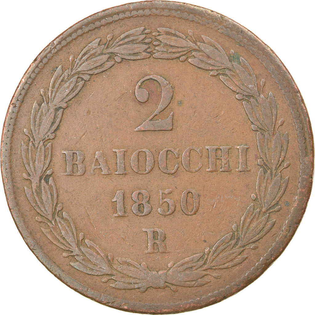 Moneta, DEPARTAMENTY WŁOSKIE, PAPAL STATES, Pius IX, 2 Baiocchi, Muraiola