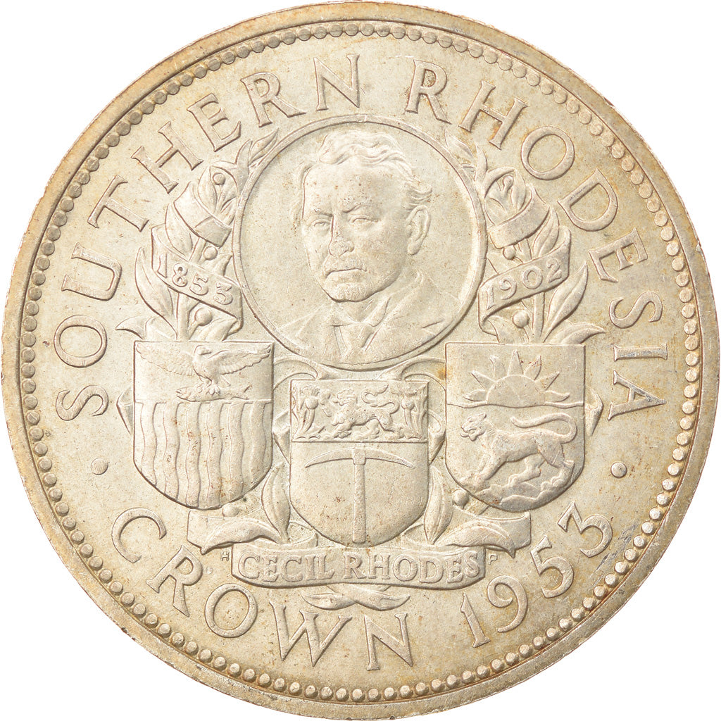 Coin, Southern Rhodesia, Elizabeth II, Crown, 1953, AU(55-58), Silver, KM:27