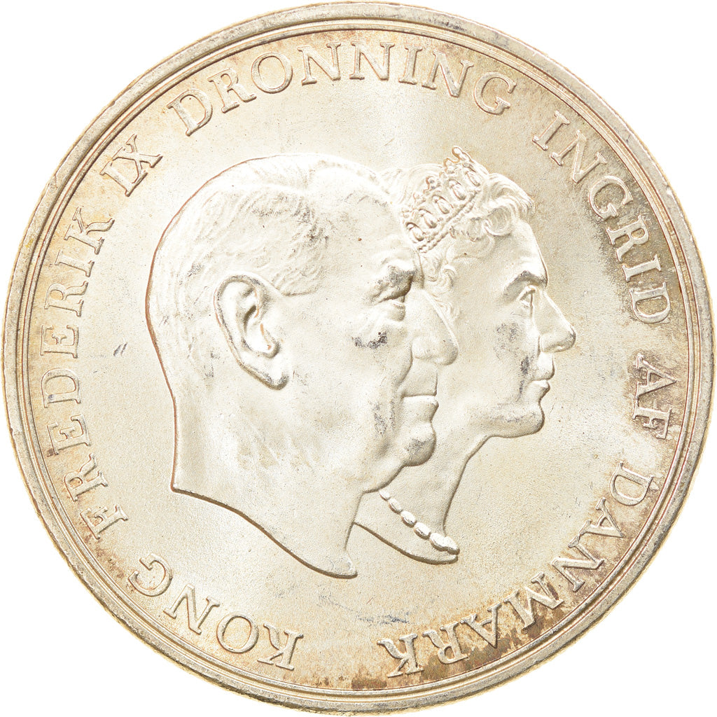 Coin, Denmark, Frederik IX, 5 Kroner, 1960, Copenhagen, AU(55-58), Silver