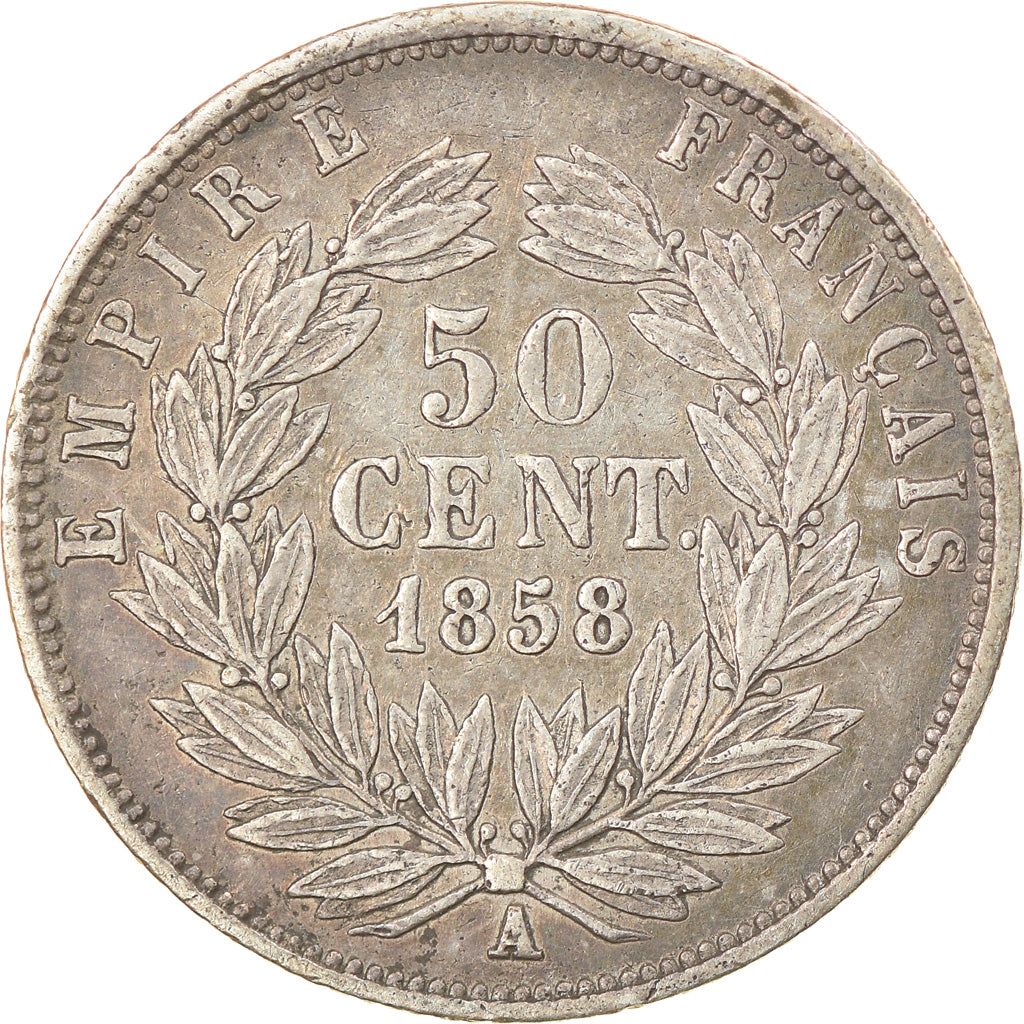 Moeda, França, Napoleon III, Napoléon III, 50 Centimes, 1858, Paris