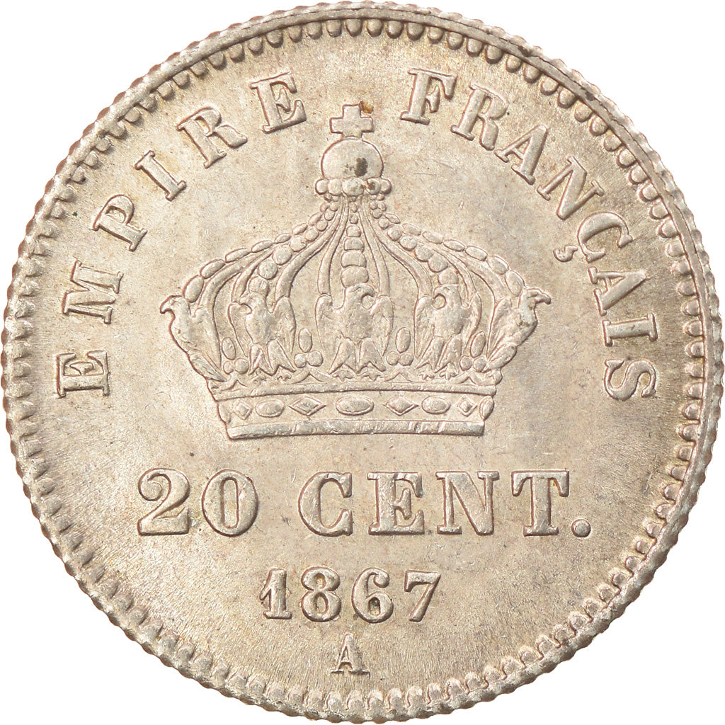 Moeda, França, Napoleon III, Napoléon III, 20 Centimes, 1867, Paris