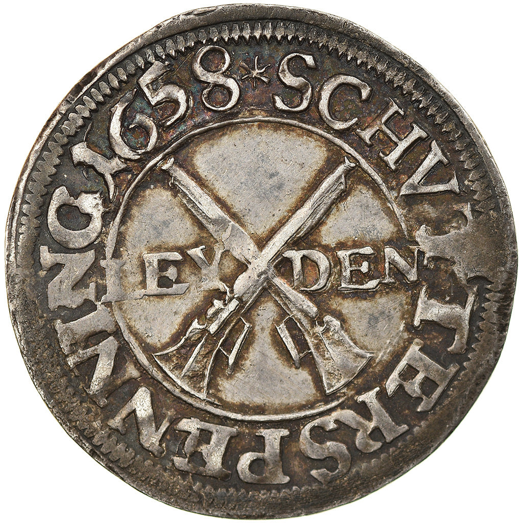Netherlands, Schutterspenning, Leiden State Medal, 1658, AU(50-53), Silver