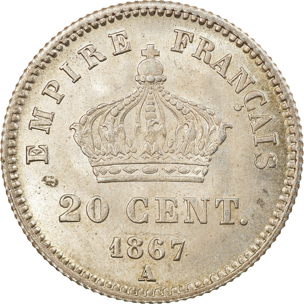 Moneda, Francia, Napoleon III, Napoléon III, 20 Centimes, 1867, Paris, SC