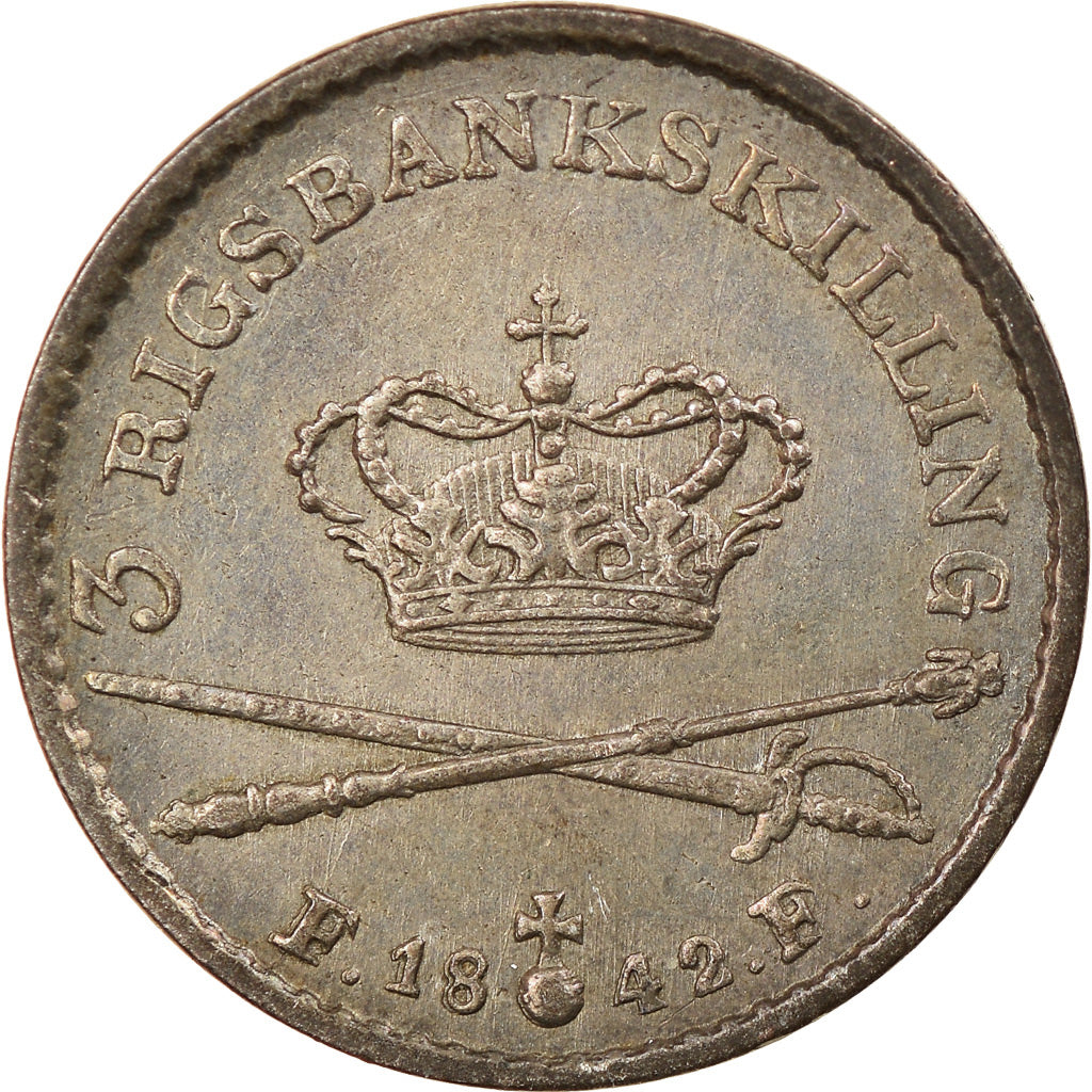 Monnaie, Danemark, Christian VIII, 3 Rigsbankskilling, 1842, Altona, SUP