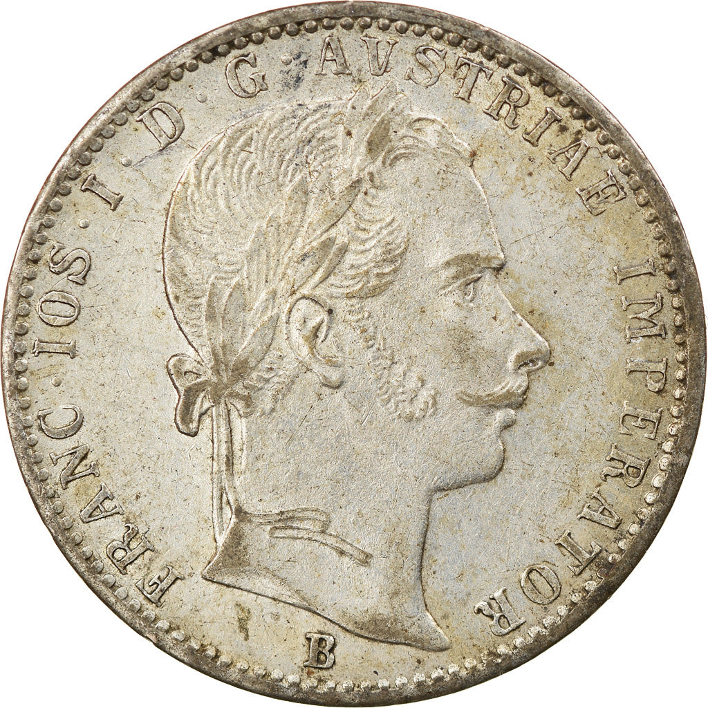 Coin, Austria, Franz Joseph I, 1/4 Florin, 1860, Kremnitz, AU(55-58), Silver