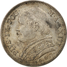 Moneda, Estados italianos, PAPAL STATES, Pius IX, Lira, 1868, Roma, MBC+, Plata