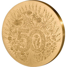 Médaille, Monnaie de Paris, Noces d'or, 50 ans de Mariage, dorée