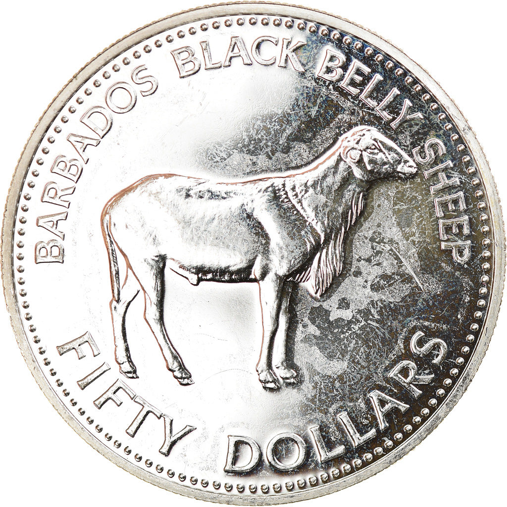 Coin, Barbados, 50 Dollars, 1981, Franklin Mint, Proof, MS(60-62), Silver, KM:32