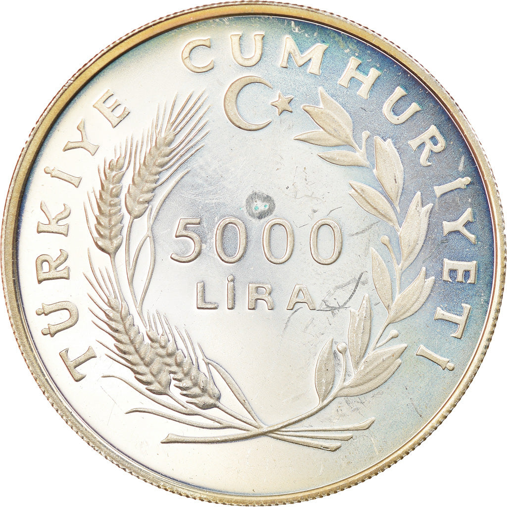 Coin, Turkey, 5000 Lira, 1985, MS(63), Silver, KM:977