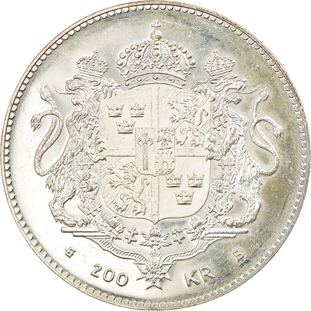Coin, Sweden, Carl XVI Gustaf, 200 Kronor, 1996, Proof, MS(63), Silver, KM:888