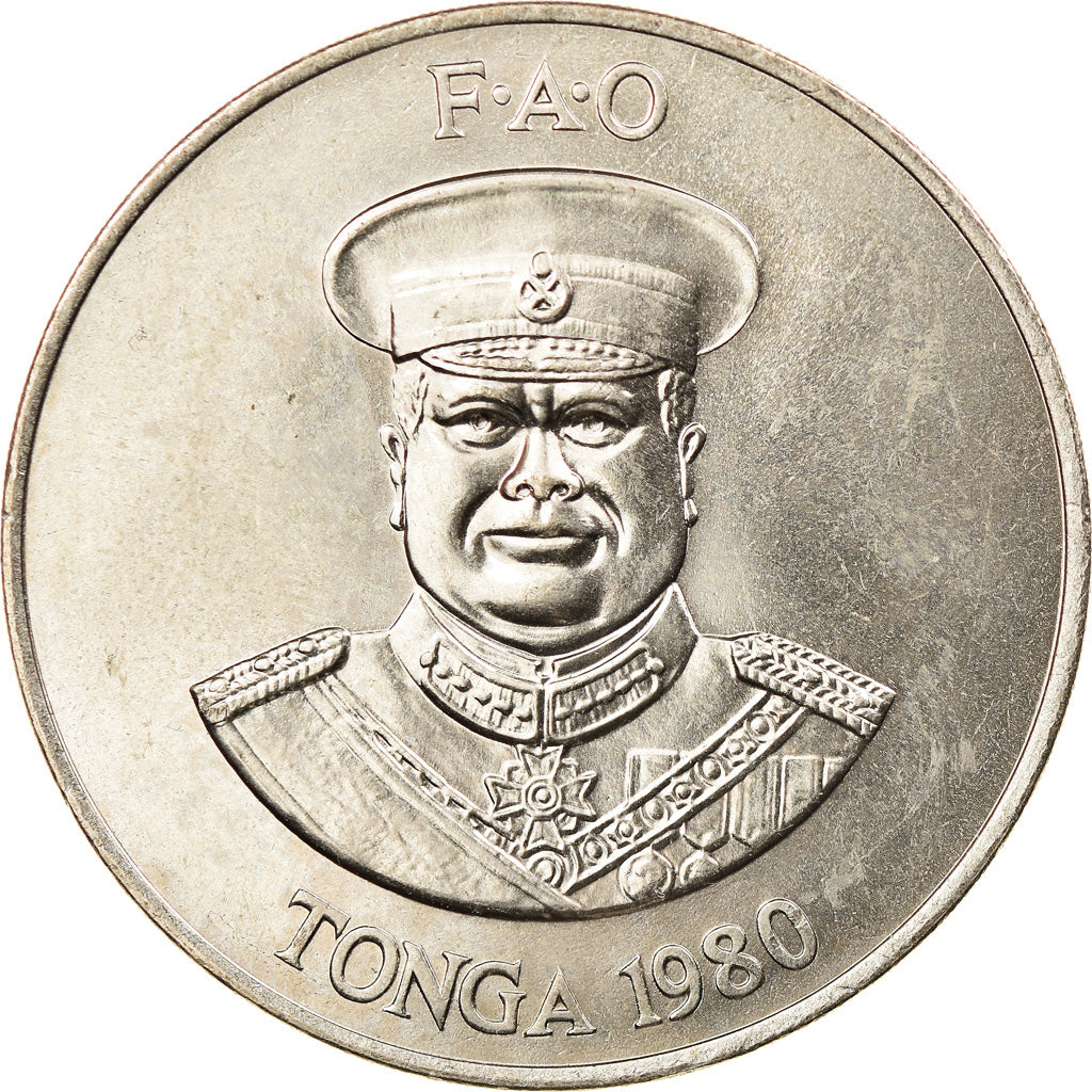Munten, Tonga, King Taufa'ahau Tupou IV, 2 Pa'anga, 1980, PR, Copper-nickel