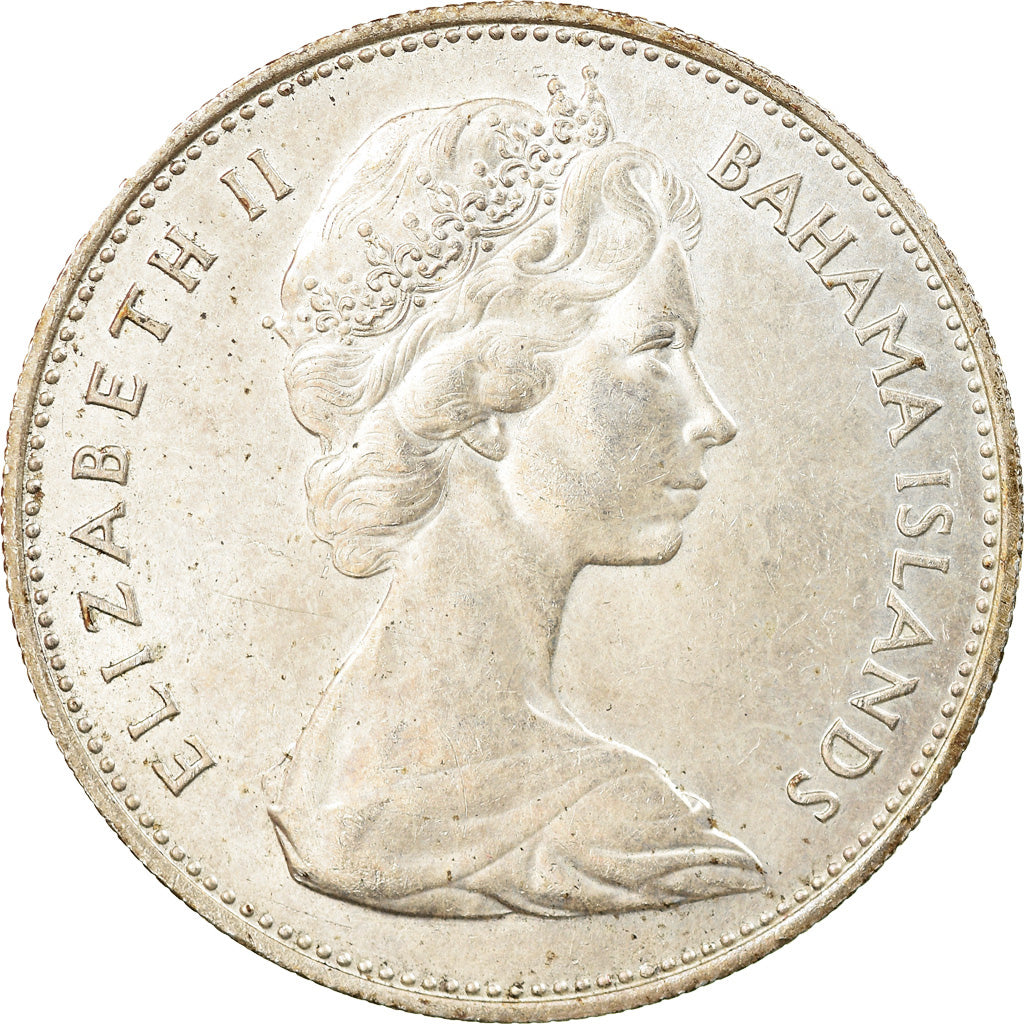 Coin, Bahamas, 1 Dollar, 1966, MS(60-62), Silver, KM:8