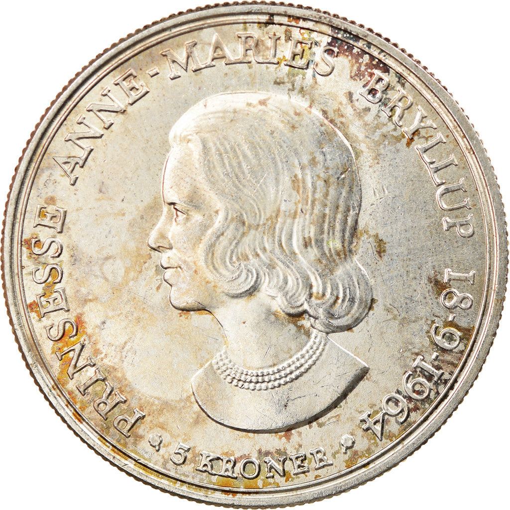 Coin, Denmark, Frederik IX, 5 Kroner, 1964, Copenhagen, AU(55-58), Silver