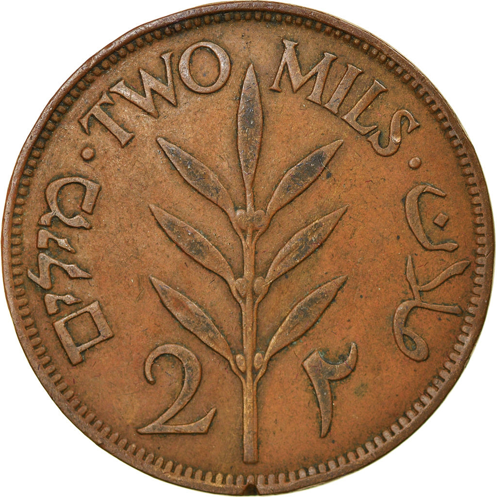 Coin, Palestine, 2 Mils, 1927, EF(40-45), Bronze, KM:2