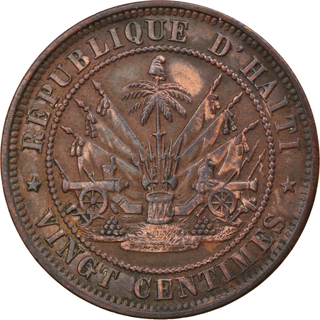 Coin, Haiti, Geffrard, 20 Centimes, 1863, AU(50-53), Bronze, KM:41