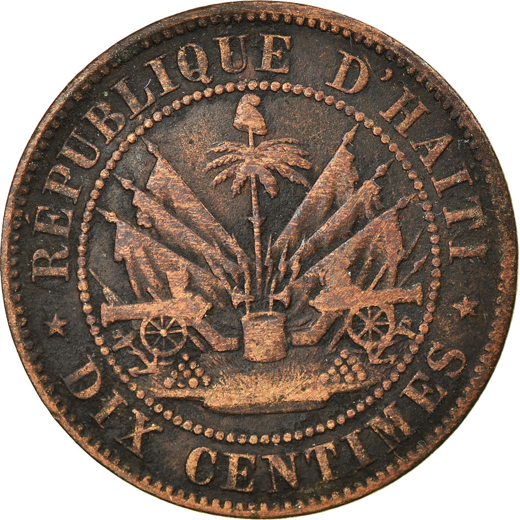 Coin, Haiti, Geffrard, 10 Centimes, 1863, VF(30-35), Bronze, KM:40