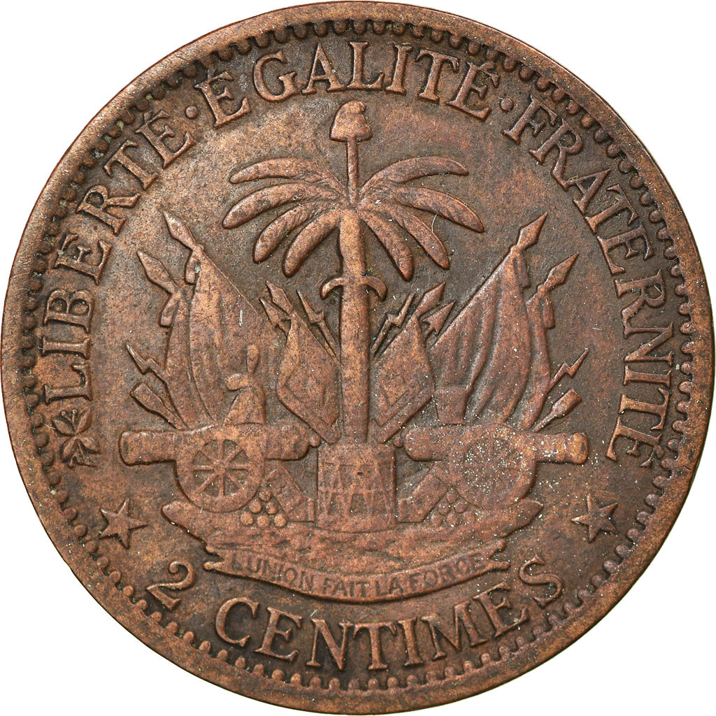 Münze, Haiti, 2 Centimes, 1881, SS+, Bronze, KM:43