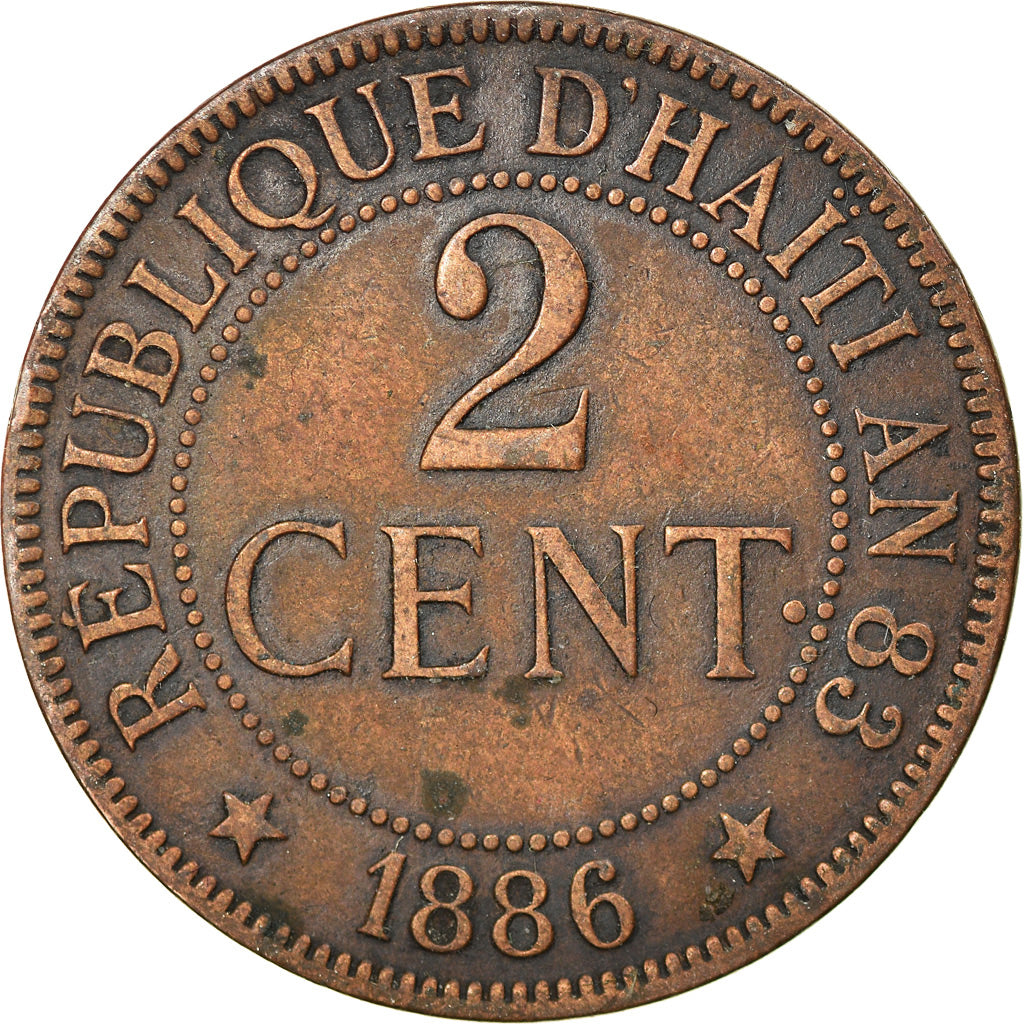 Coin, Haiti, 2 Centimes, 1886, Paris, EF(40-45), Bronze, KM:49