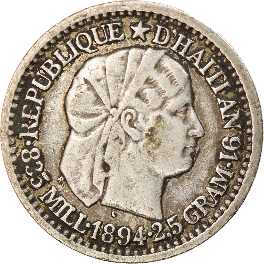 Coin, Haiti, 10 Centimes, 1894, Paris, EF(40-45), Silver, KM:44