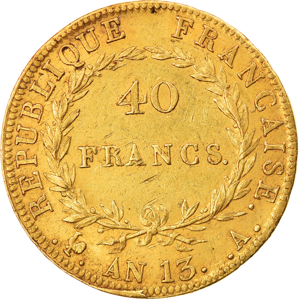 Munten, Frankrijk, Napoléon I, 40 Francs, AN 13, Paris, ZF, Goud, KM:664.1