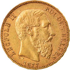 Münze, Belgien, Leopold II, 20 Francs, 20 Frank, 1877, SS+, Gold, KM:37