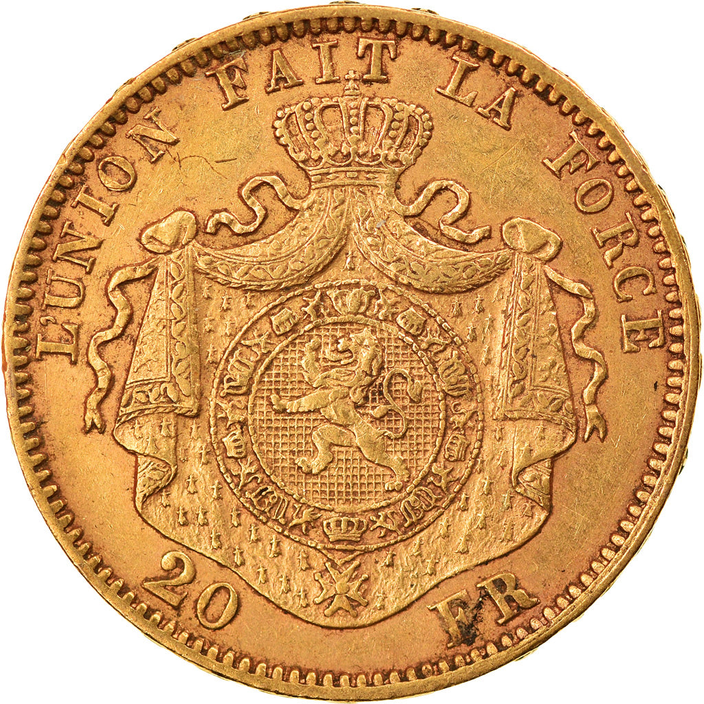 Münze, Belgien, Leopold II, 20 Francs, 20 Frank, 1877, SS+, Gold, KM:37