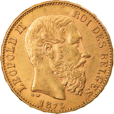 Moeda, Bélgica, Leopold II, 20 Francs, 20 Frank, 1875, AU(50-53), Dourado