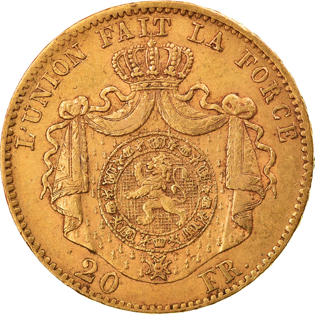 Coin, Belgium, Leopold II, 20 Francs, 20 Frank, 1867, EF(40-45), Gold, KM:32