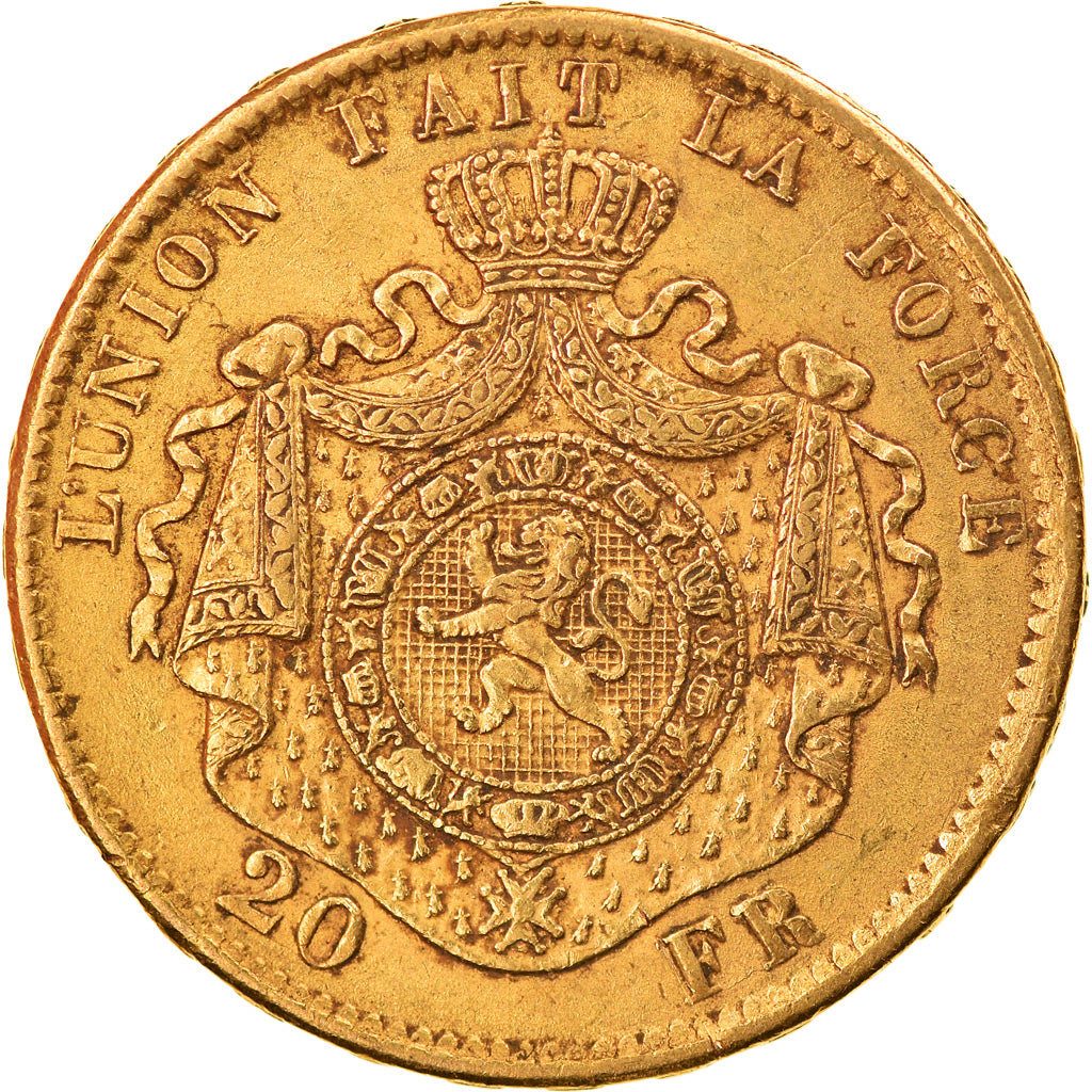 Coin, Belgium, Leopold II, 20 Francs, 20 Frank, 1871, AU(50-53), Gold, KM:37