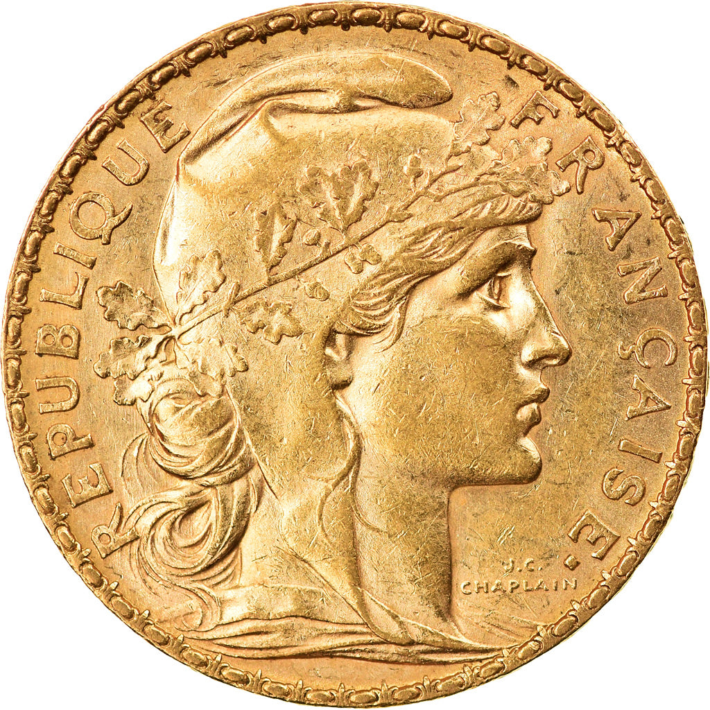 Moneta, Francja, Marianne, 20 Francs, 1904, Paris, AU(55-58), Złoto, KM:847