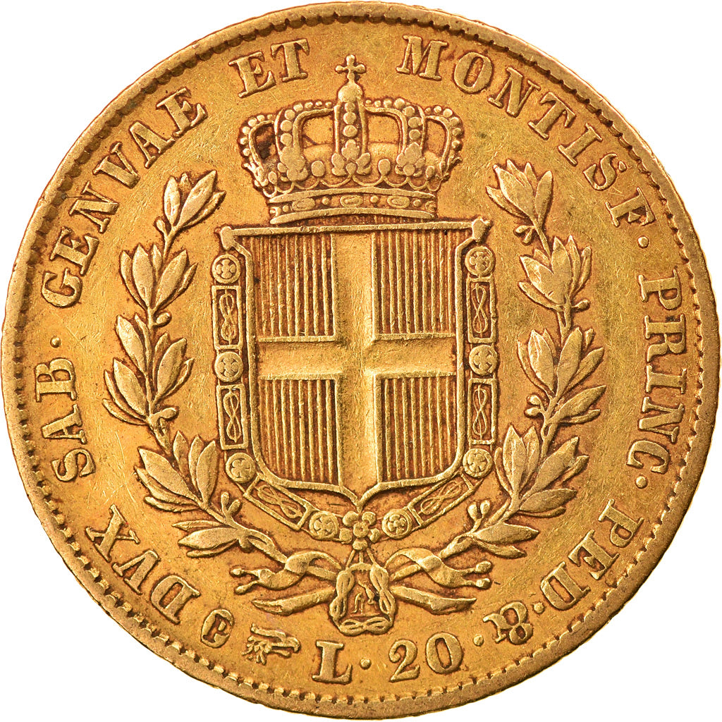 Moneda, Estados italianos, SARDINIA, Carlo Alberto, 20 Lire, 1834, Torino, MBC