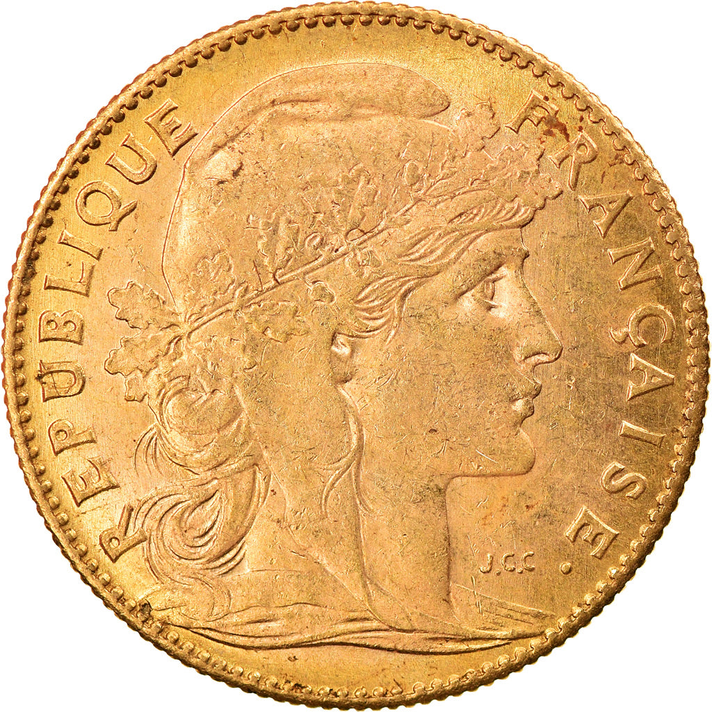 Moneta, Francia, Marianne, 10 Francs, 1906, Paris, BB+, Oro, KM:846