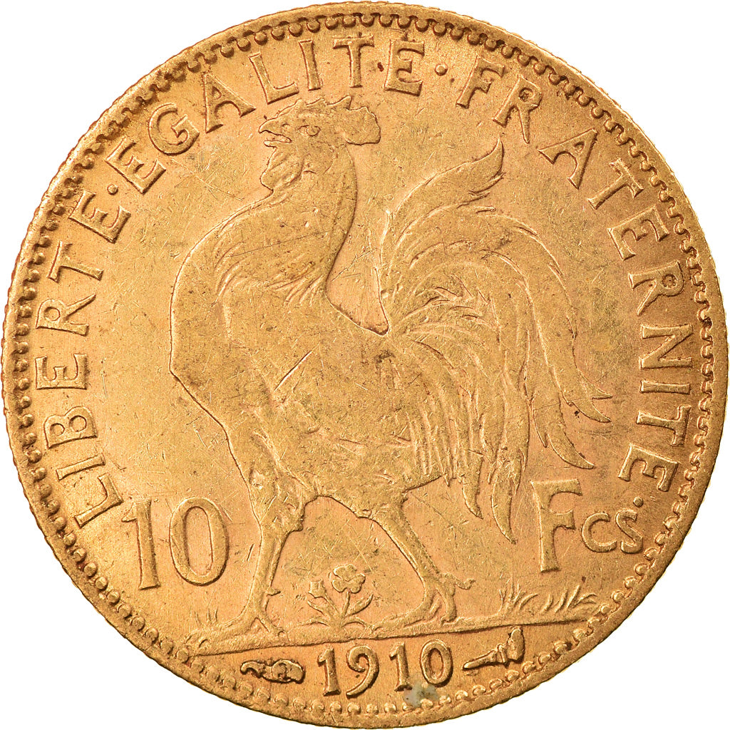 Moneda, Francia, Marianne, 10 Francs, 1910, Paris, MBC, Oro, KM:846