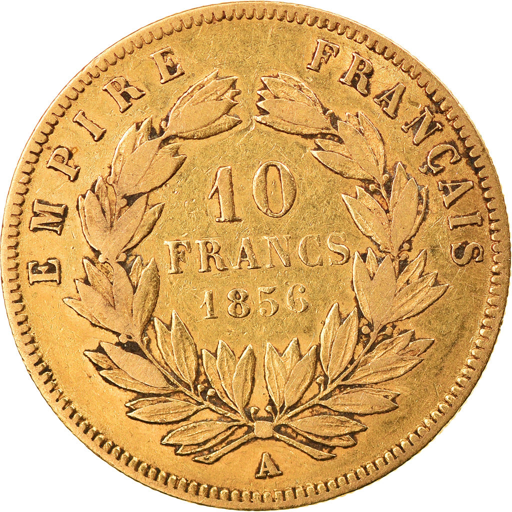 Moneta, Francja, Napoleon III, Napoléon III, 10 Francs, 1856, Paris, VF(30-35)