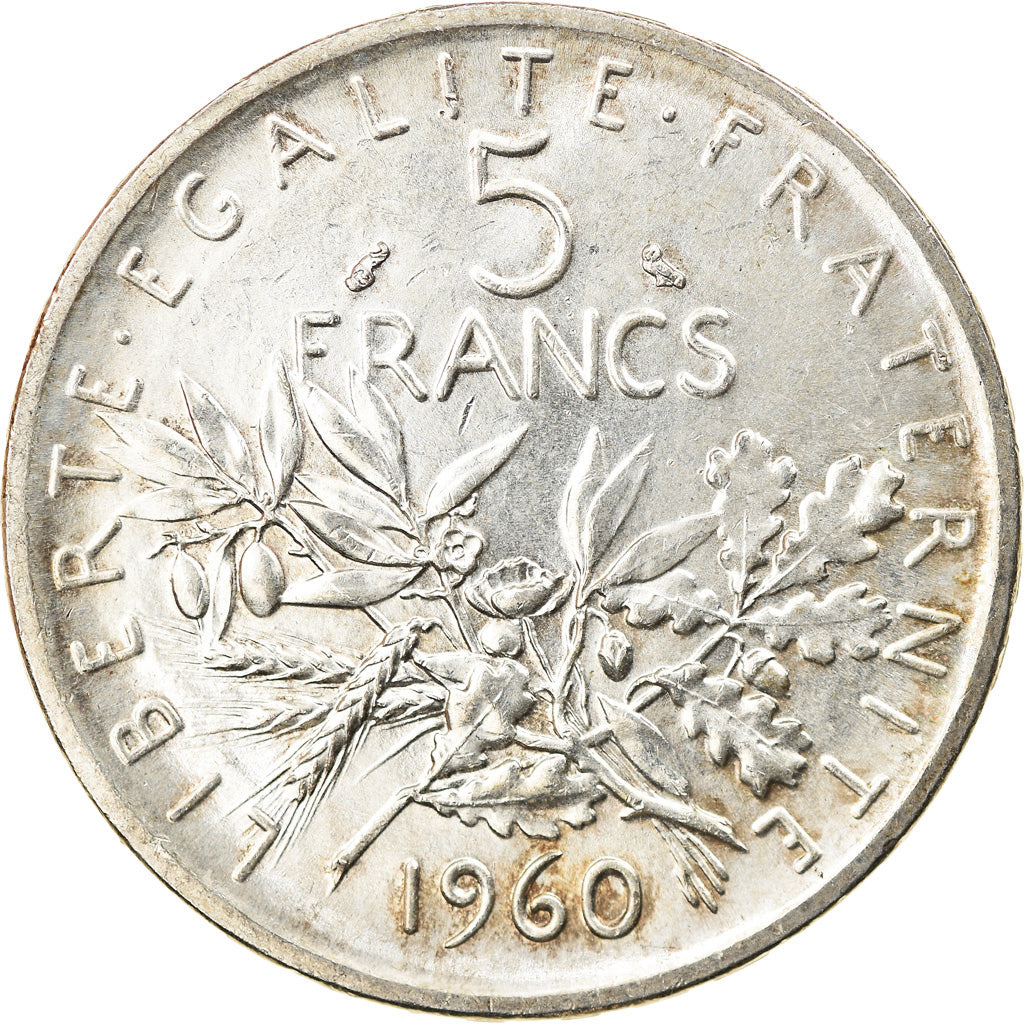 Münze, Frankreich, Semeuse, 5 Francs, 1960, UNZ, Silber, KM:926, Gadoury:770